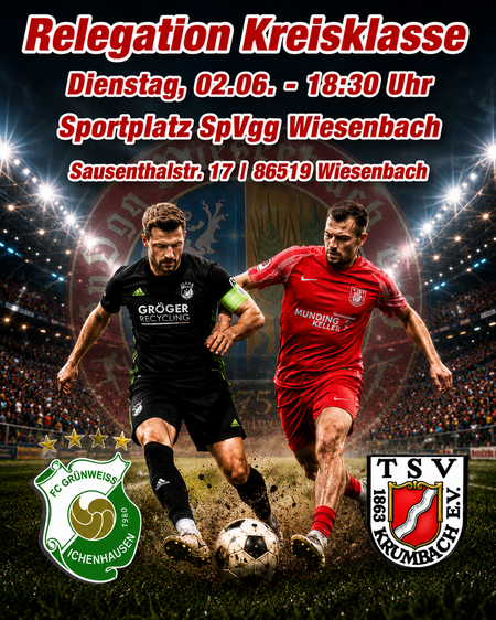 FC GW Ichenhausen vs. TSV Krumbach | Dienstag, 02.06.26, 18:30 Uhr - Sportplatz SpVgg Wiesenbach, Sausenthalstr. 17, 86519 Wiesenbach